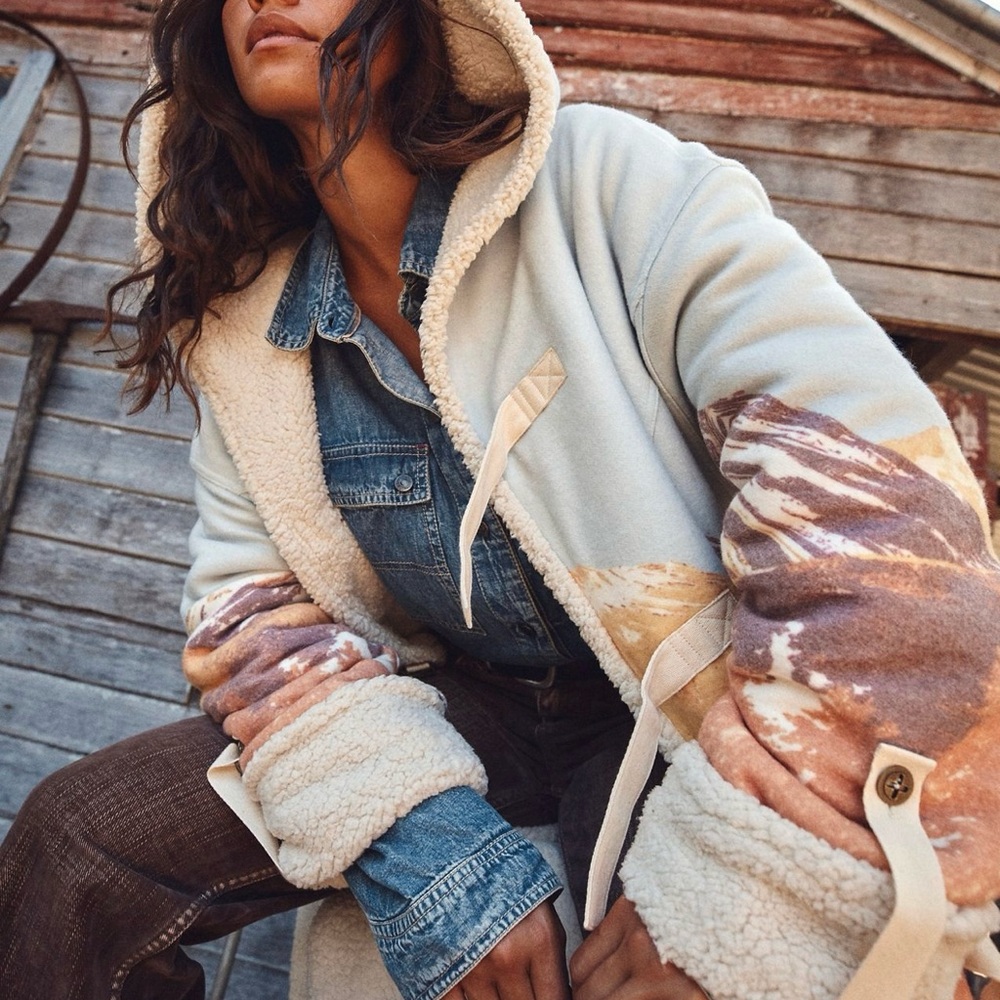 NWT- Free People Acadia Sweatshirt Jacket Coat -L
